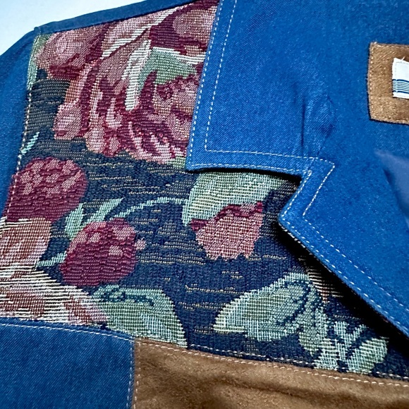 NEW VTG KORET City Blues Jacket PATCHWORK TAPESTRY DENIUM WESTERN CROPPED M - Picture 10 of 12